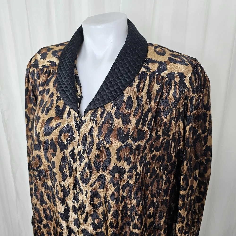 Vintage Kathleen Usherwood Leopard Print House Coat House Dress Caftan Mumu Sm